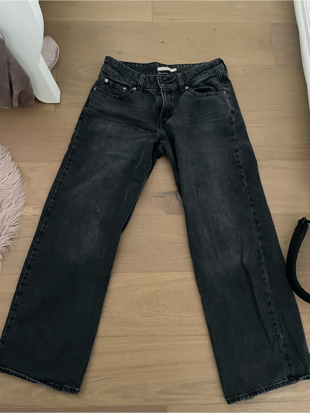 Levi's Black Washed Straight Jeans